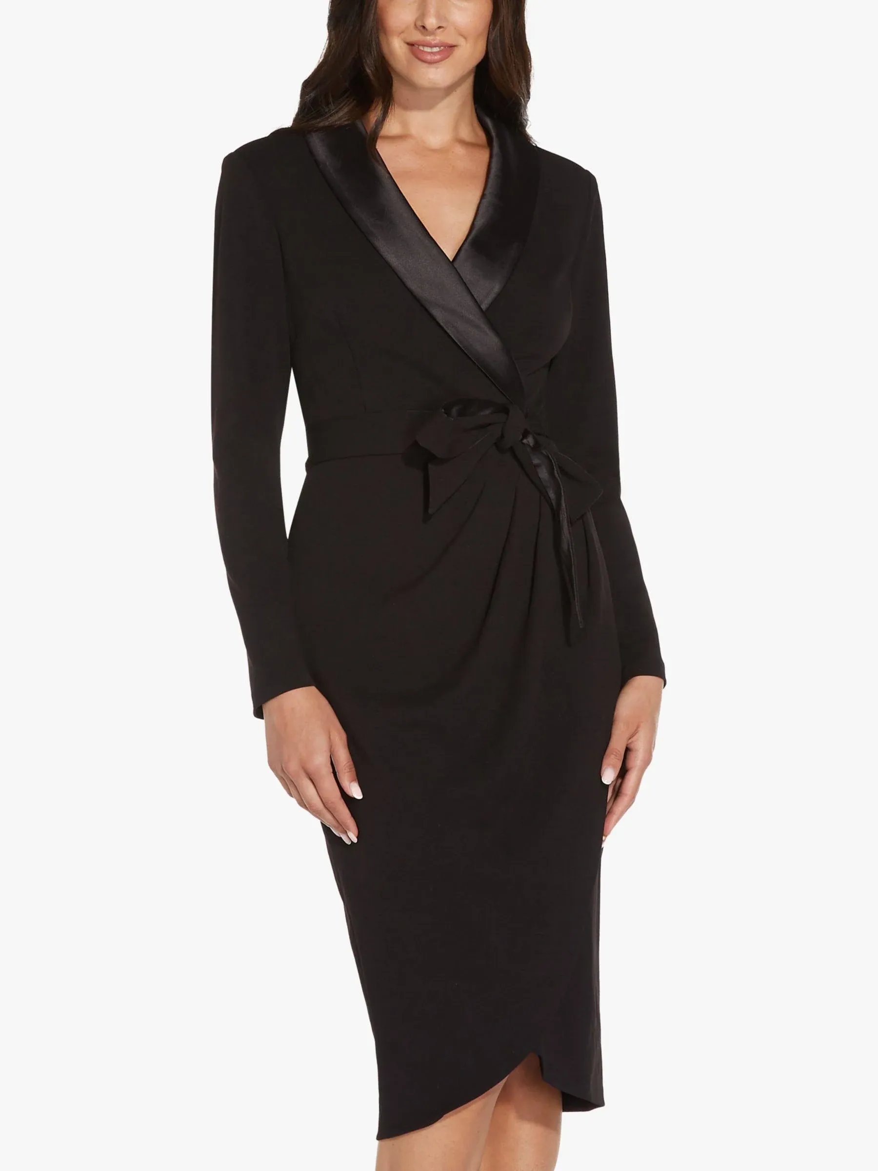 Adrianna Papell Tuxedo Wrap Sheath Dress - Black