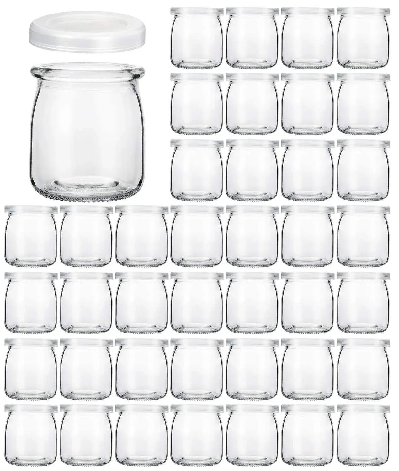 KAMOTA Glass Jars, 40 Pack 6 oz Clear Yogurt Jars with PE Lids, Glass Pudding ...