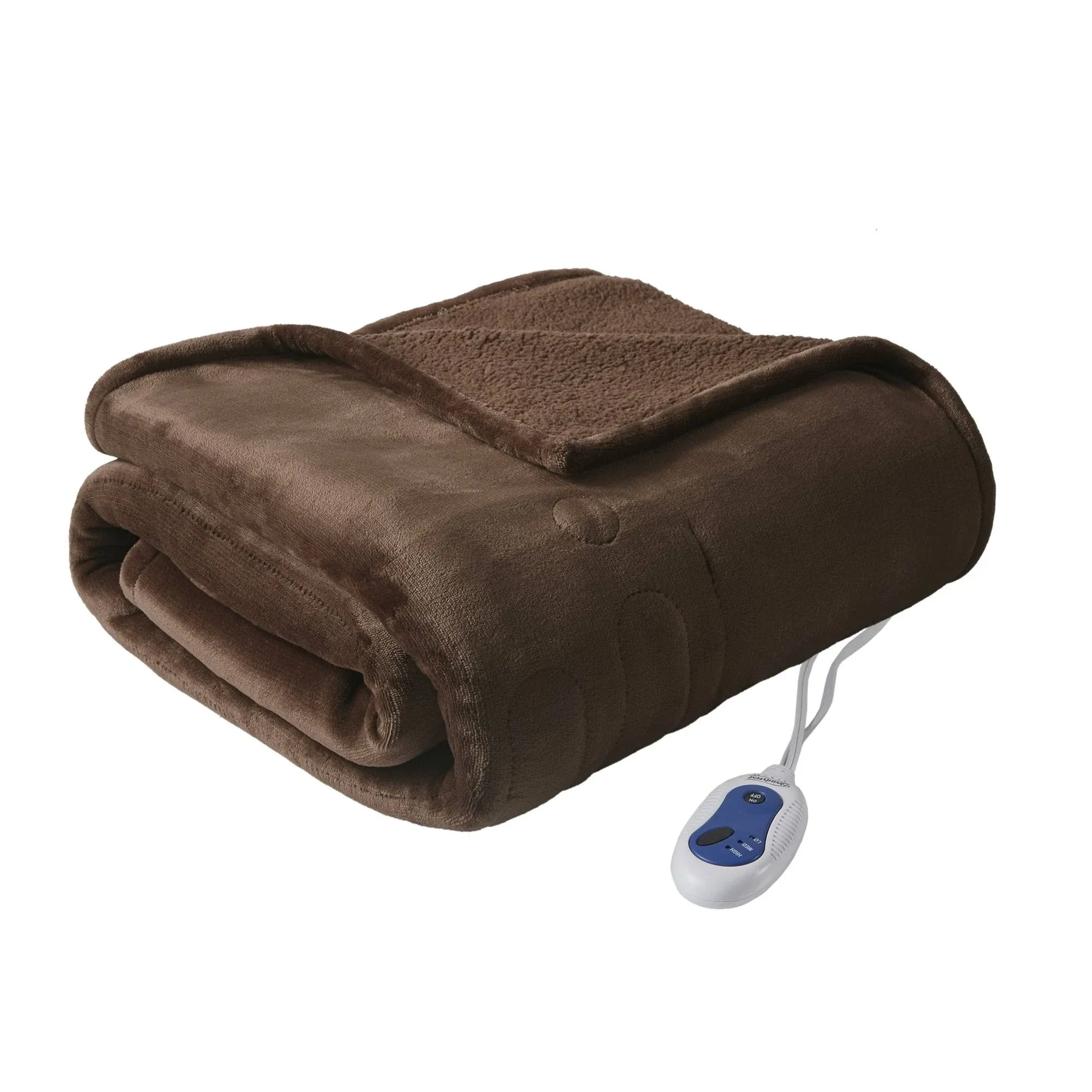 Beautyrest Heated Microlight to Berber Throw - Blue