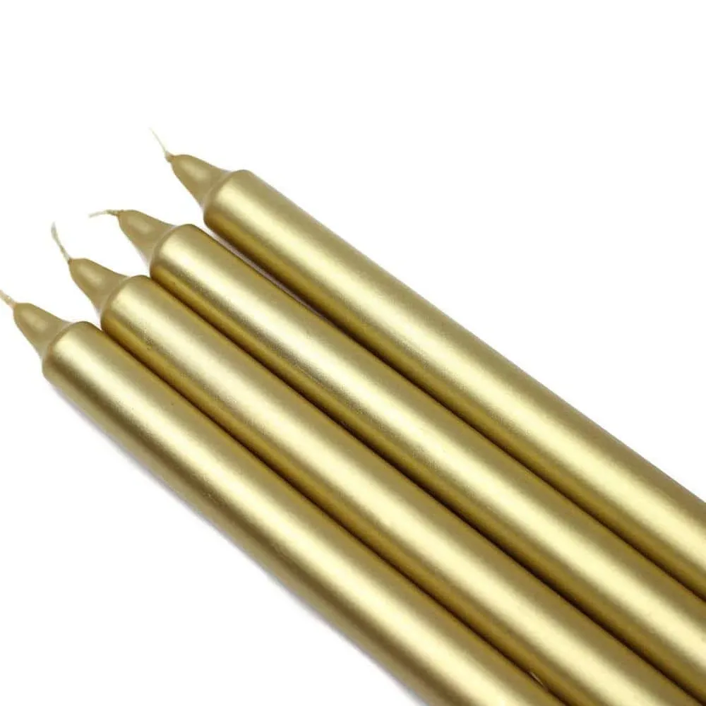 Zest Candle 10 in. Metallic Gold Straight Taper Candles (12-Set) CEZ-105