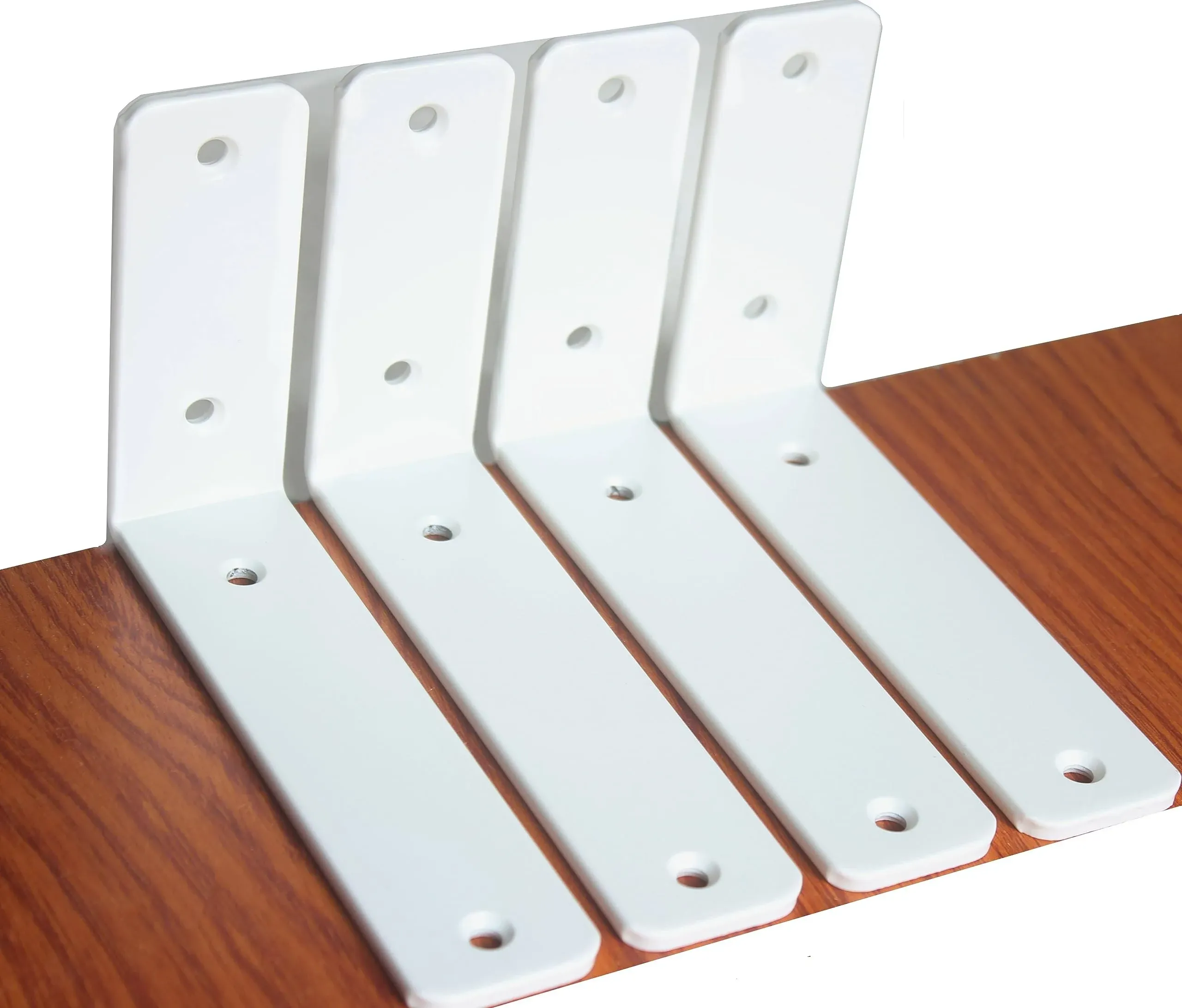 MHMYDZ BXGZC-63 4 Pack - L 6 inch x H 4 inch x W1.5 inch, 5mm Thick White L Shelf Bracket, Iron Shelf Brackets, Metal Shelf Bracket, Industrial Shelf Bracket, Modern