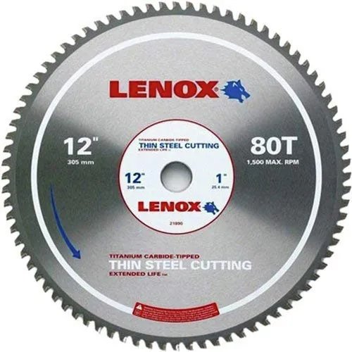 Lenox 21890TS120080CT Metal-Cutting Circular Saw Blade, Thin Steel, 12-Inch