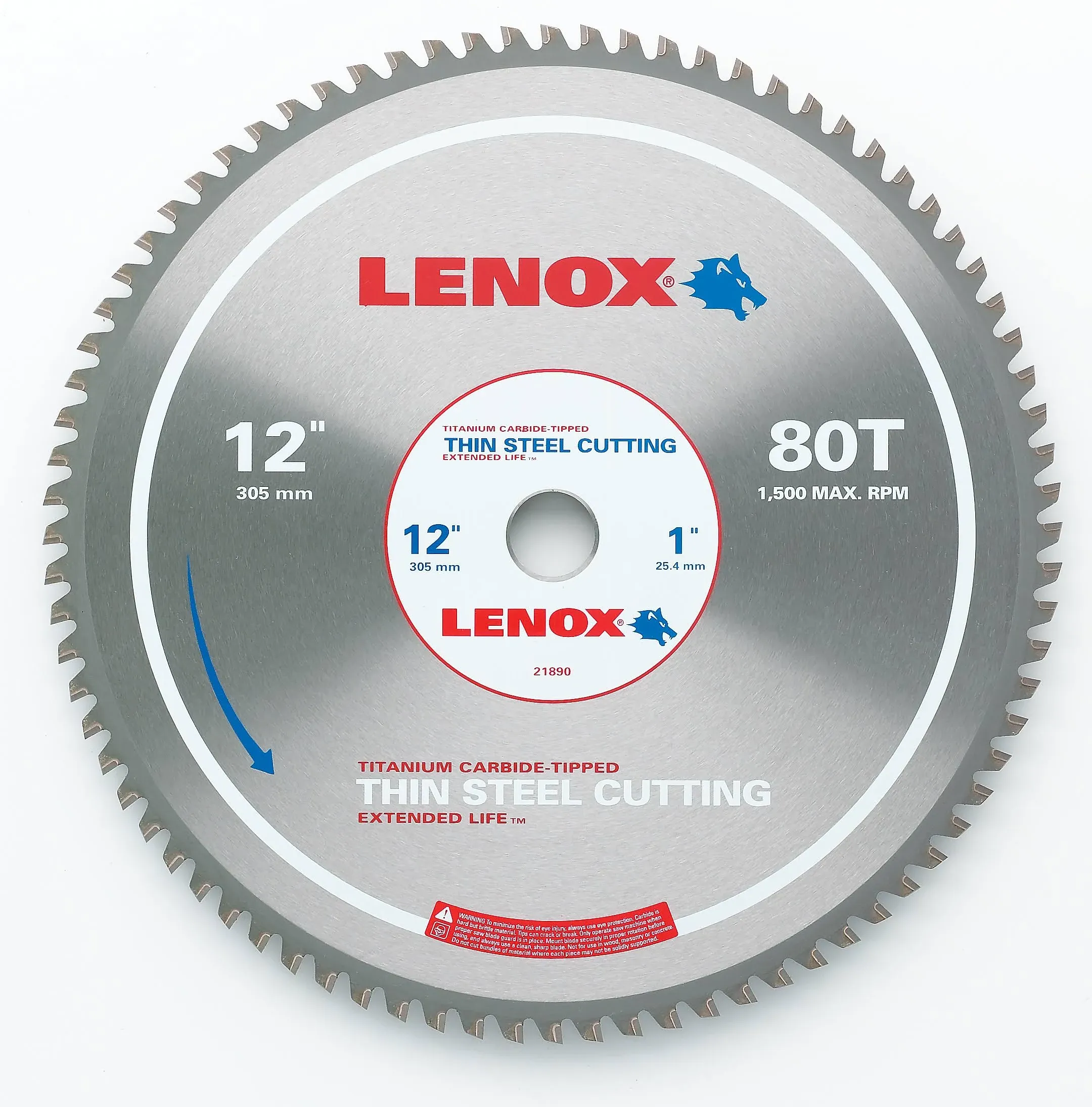 Lenox 21890TS120080CT Metal-Cutting Circular Saw Blade, Thin Steel, 12-Inch