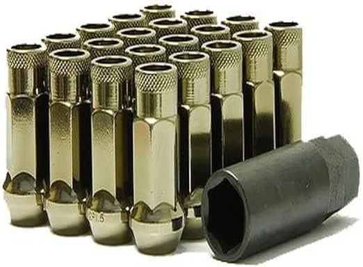 Muteki SR48 Series Black 12mm x 1.5 inch Thread Size Open End Lug Nut with Key (Set 20), Size: 12x1.5