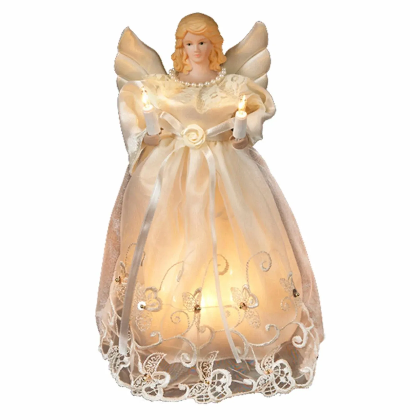 Kurt Adler 10-Light 10" Gold and Ivory Angel Tree Topper