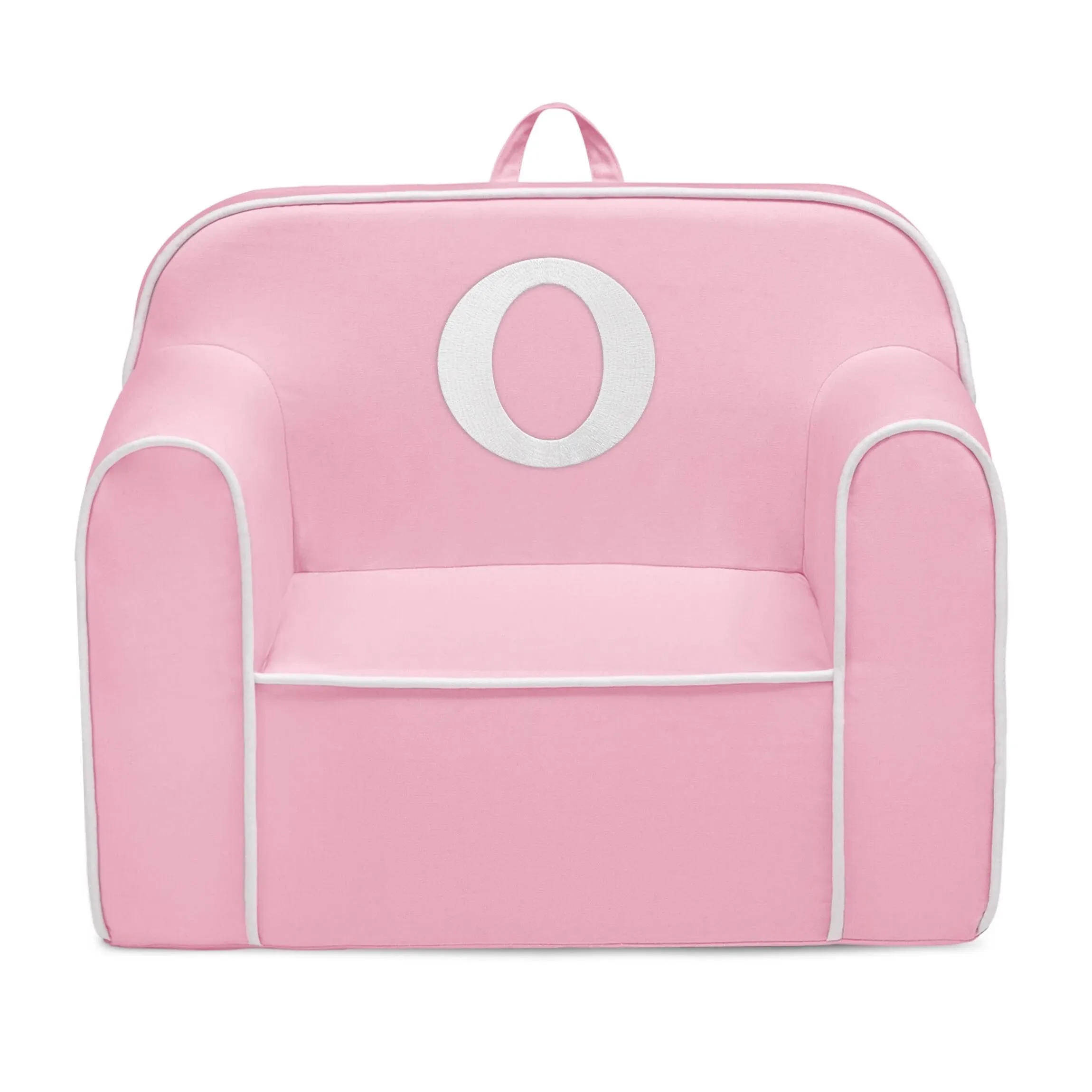 Delta Children Personalized Monogram Cozee Foam Kids' Chair - Customize with Letter O - 18 Months and Up - Pink & White