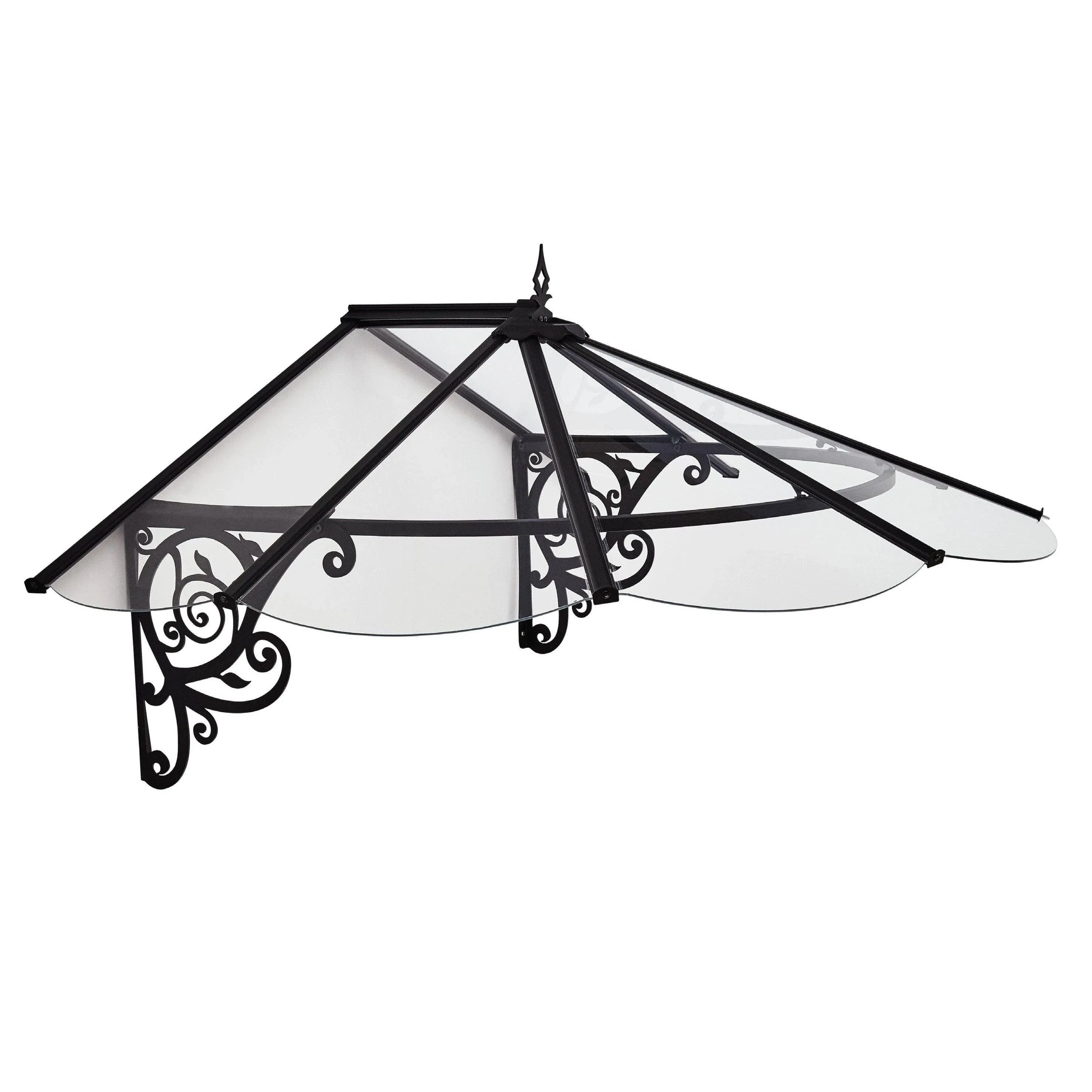 Palram - Canopia Lily Door Awning - Clear & Black - 49 x 69 x 31 in.