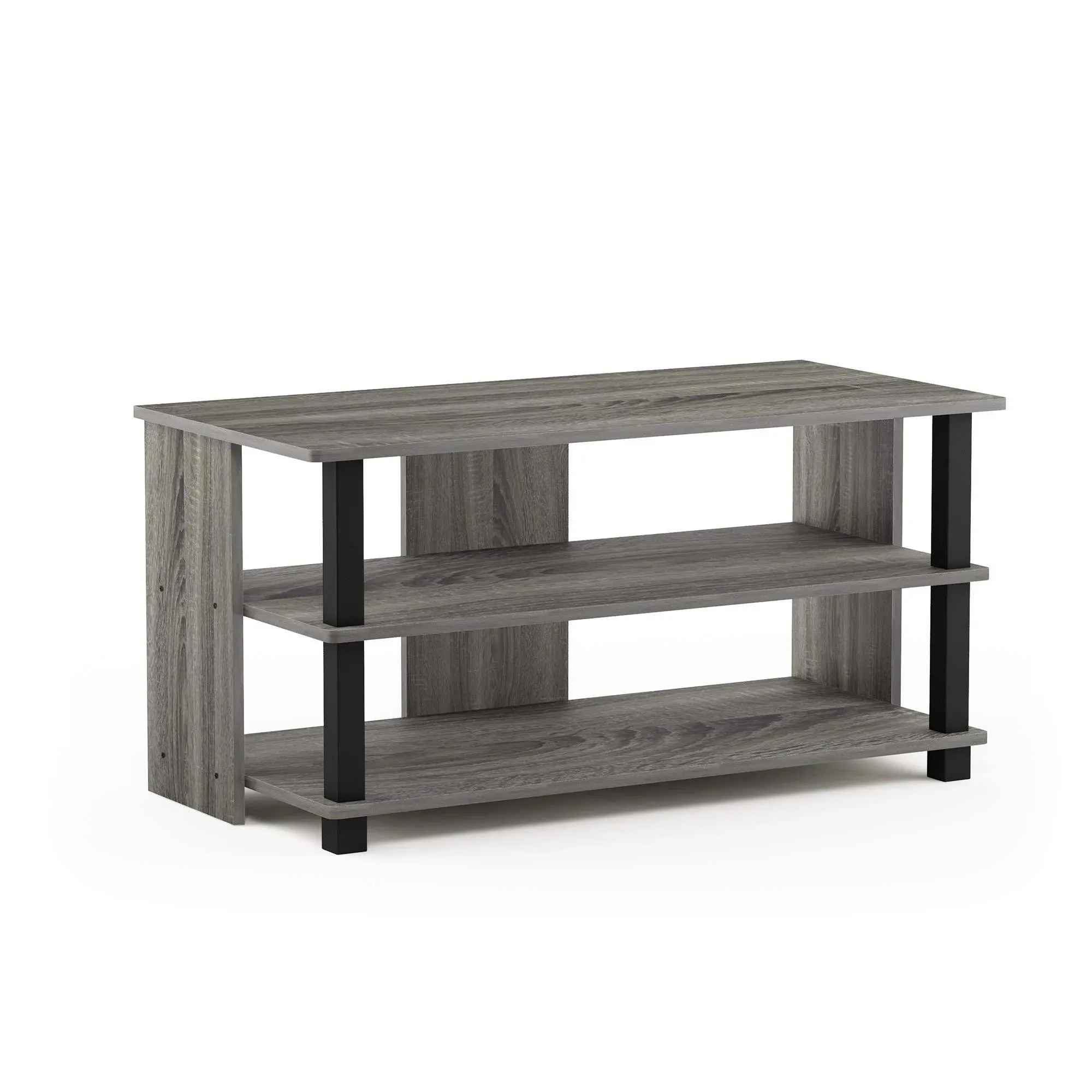 Furinno Sully 3-Tier TV Stand for TV up to 40 inch, French Oak Grey/Black