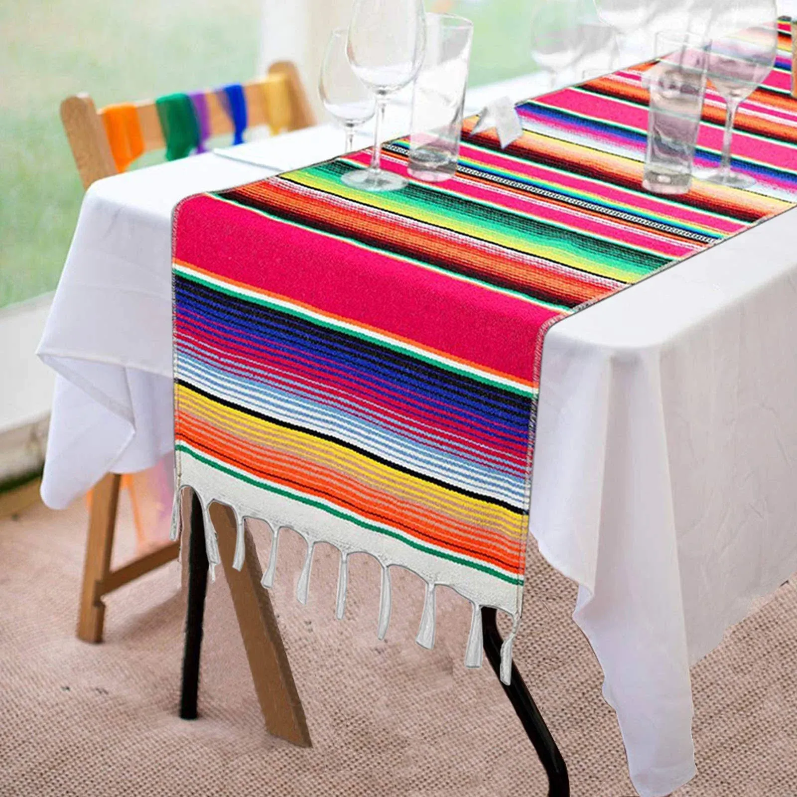 Mexican Serape Table Runner 14 X 84 Inch For Mexican Party Wedding Decorations O