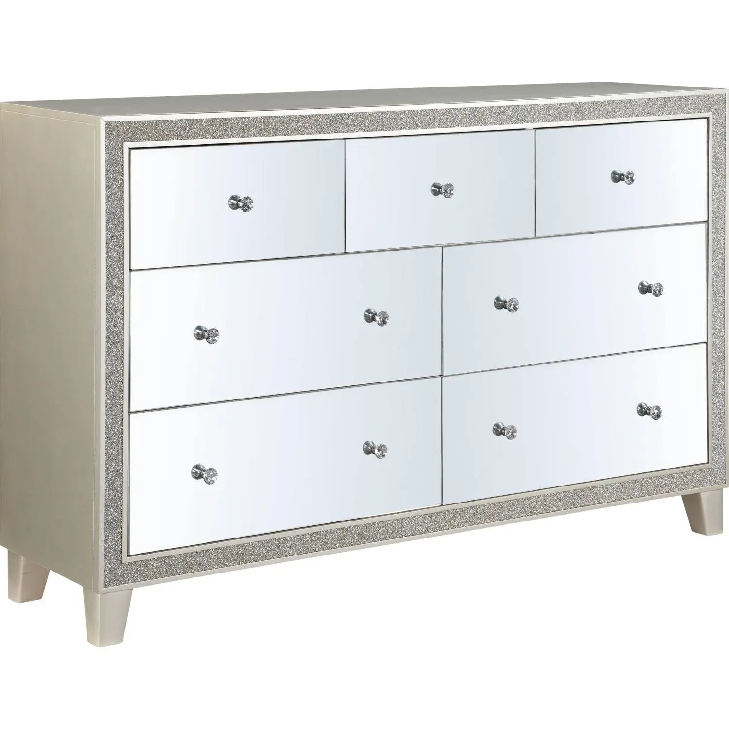 Sliverfluff Mirrored &amp; Champagne Finish Dresser Model BD00246 By ACME Furniture