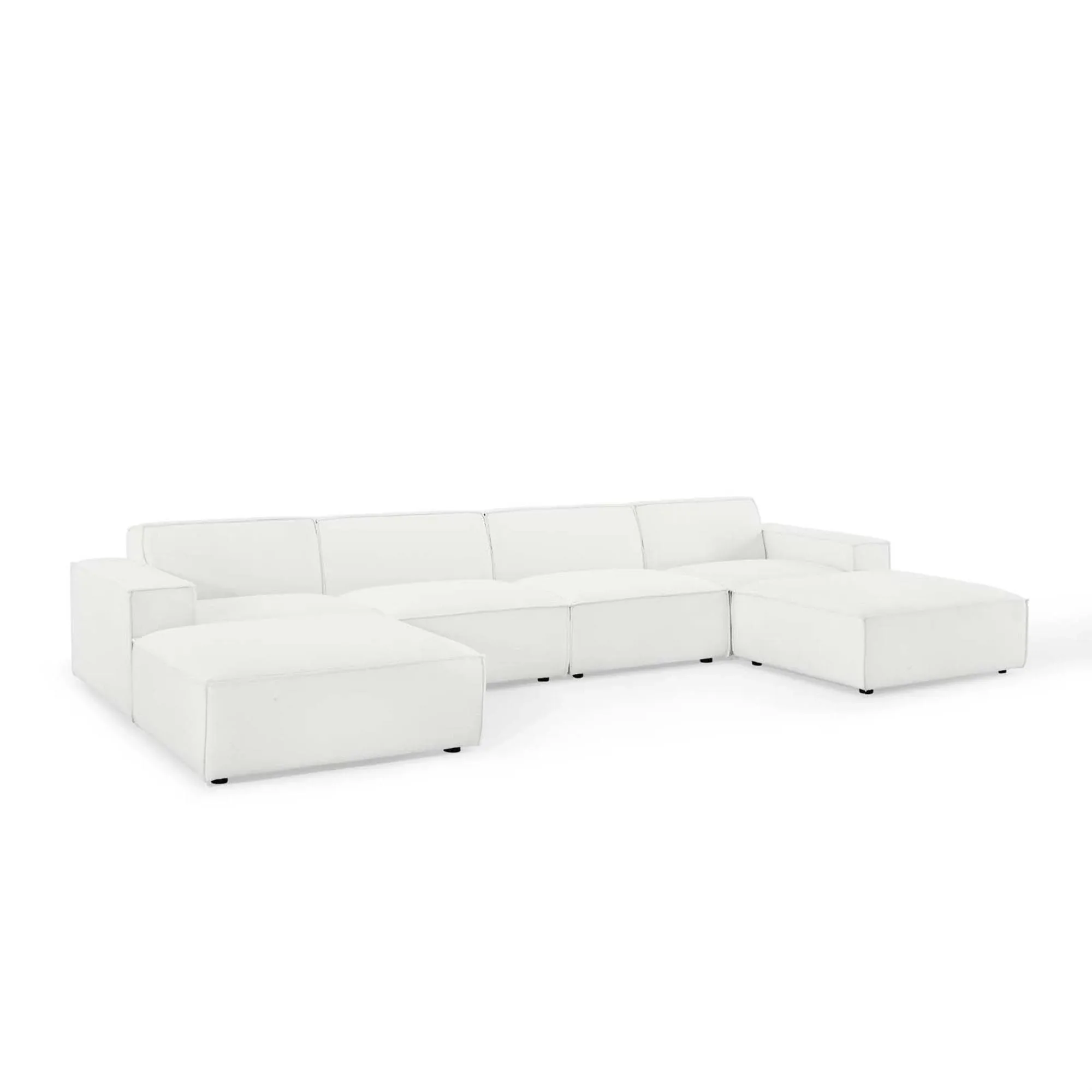 Modway Restore Upholstered Sectional Sofa, 6-Piece w/Double Chaise, White