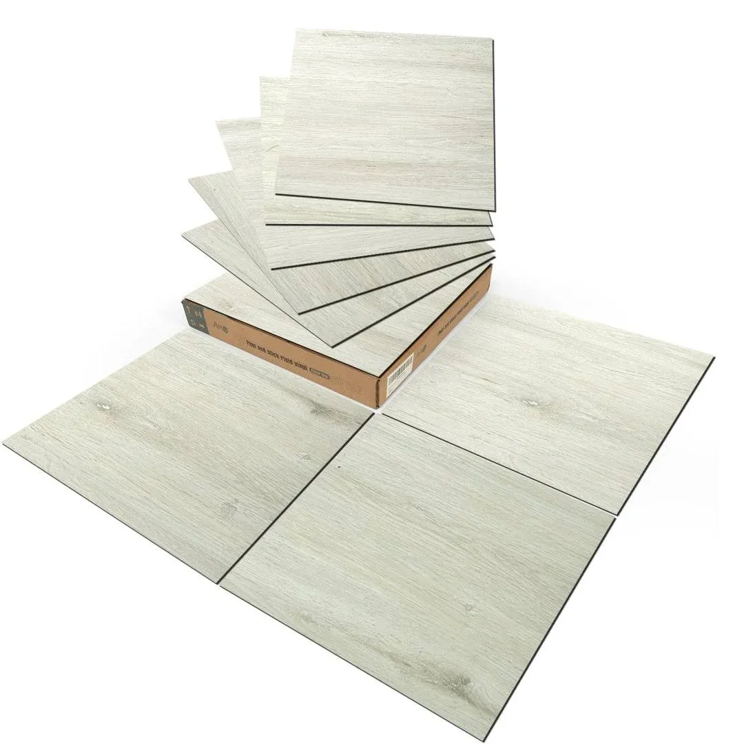 12'' x 12'' x 0.05" Peel and Stick Vinyl Tile Flooring Art3d Color: White Washed