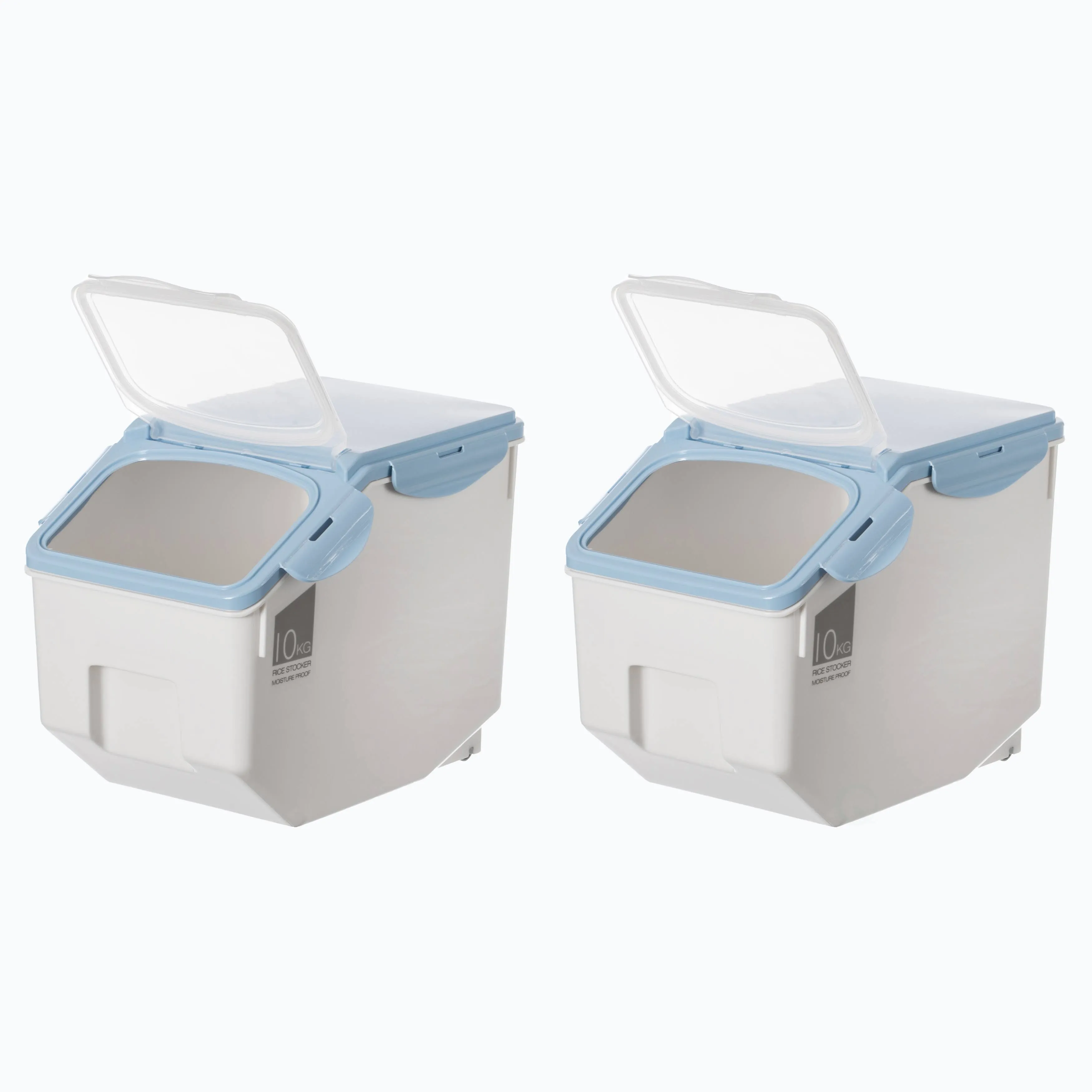 Set Of 2 White Plastic Storage Food Holder Containers, With A Measuring Cup And