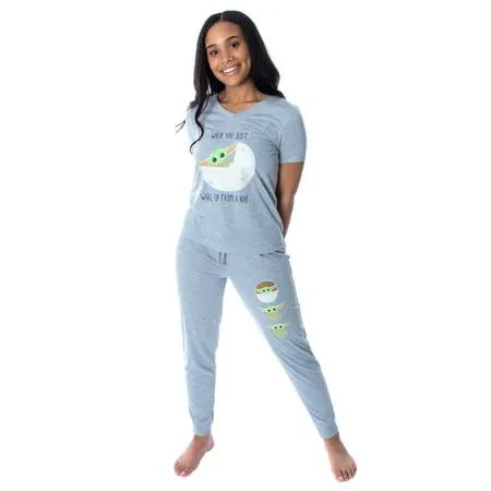 Star Wars Women s The Mandalorian Baby Yoda Shirt and Jogger Pants Pajama Set XS