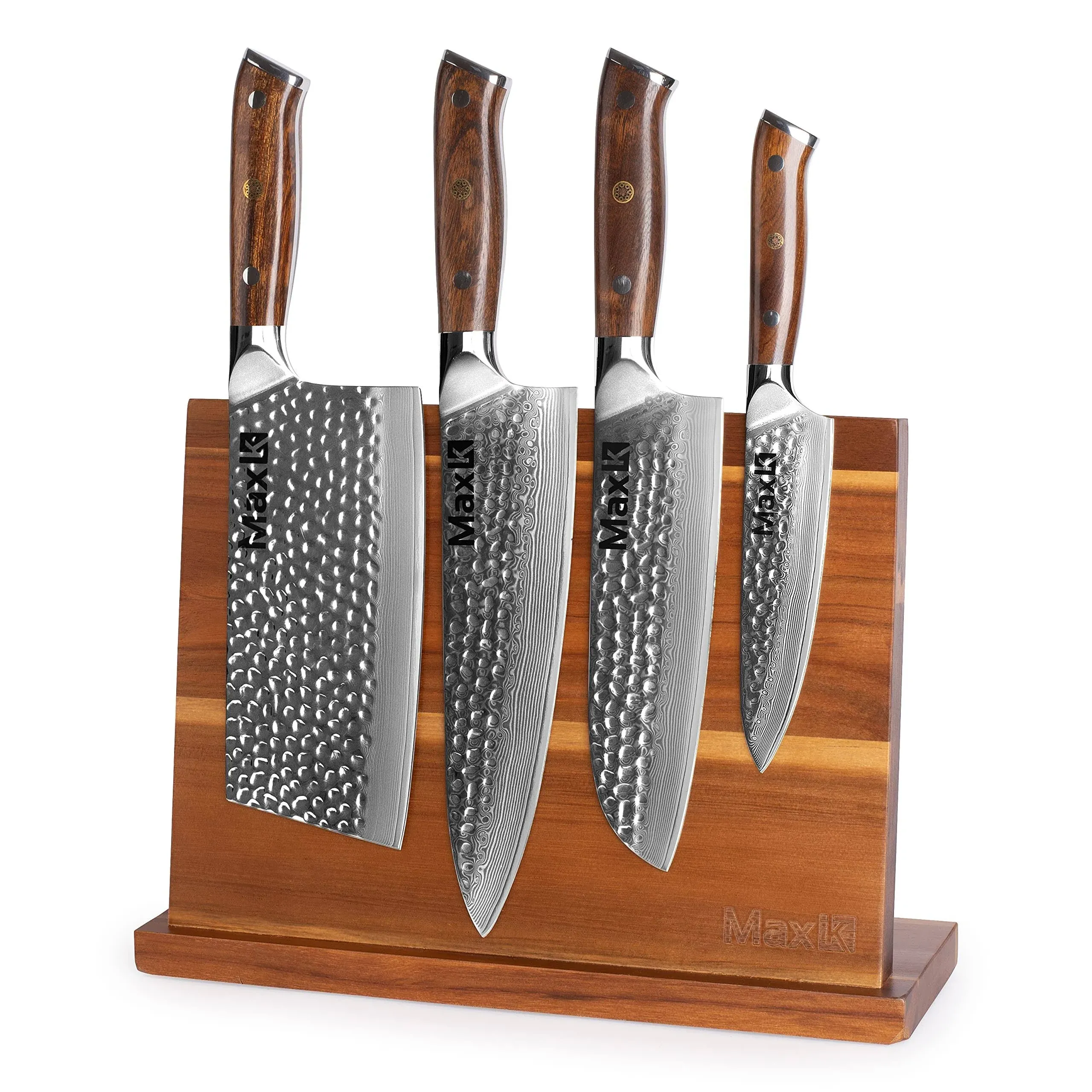 Max K 4 Pcs Knife Set with Desert Ironwood Handle &amp; Bonus Knife Stand