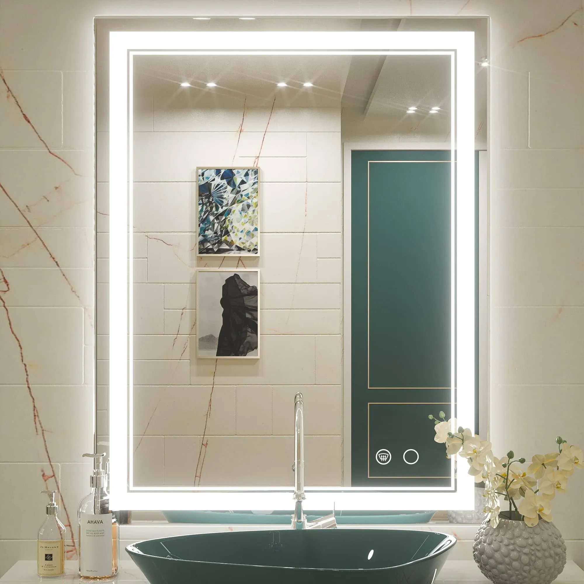 28 x 36 in LED Bathroom Mirror, Dimmable 3 Color Temperature, Frontlit LED Va...