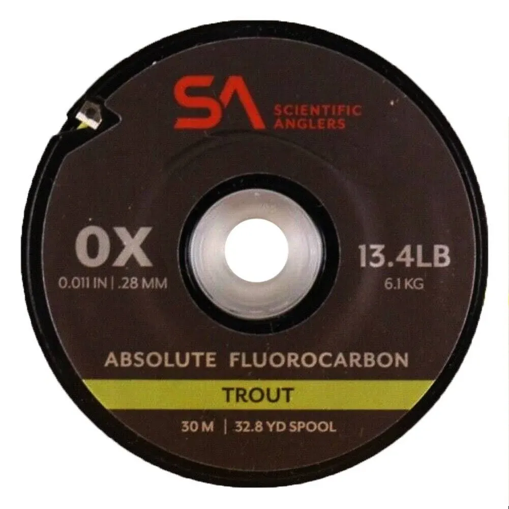 scientific anglers absolute fluorocarbon trout 0x 13.4lb 32.8yd 30m spool