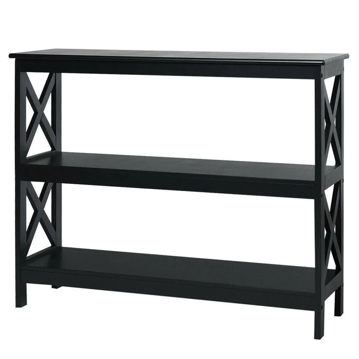 3-Tier Console X-Design Sofa Side Accent Table-Black | Costway