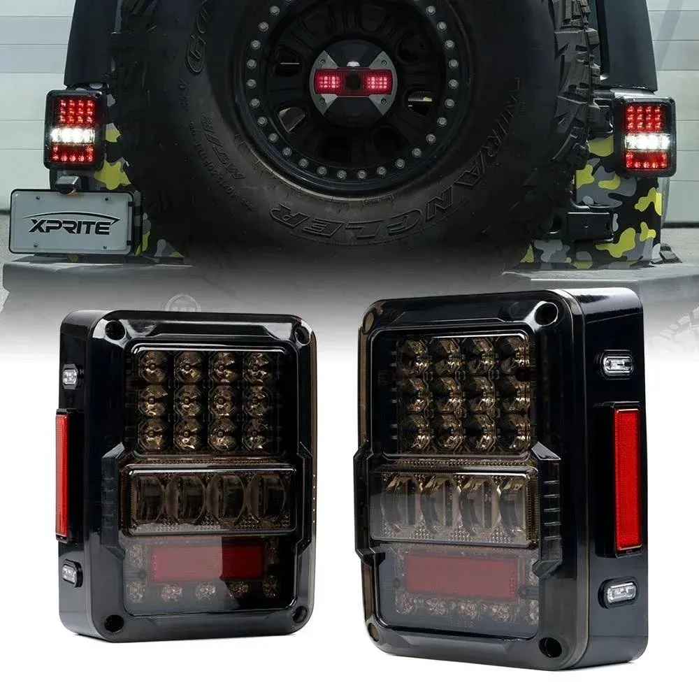 Xprite TL-JK-G7-SMK Smoke Destroyer Series LED Taillights Jeep Wrangler JK 2007 - 2018