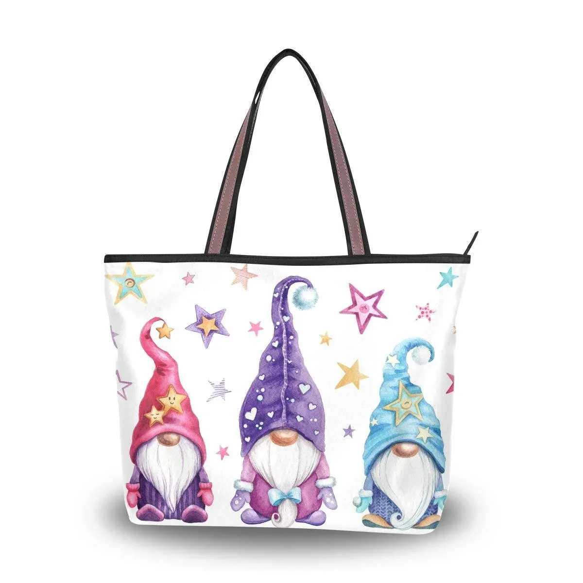 HMZXZ Watercolor Magic Gnomes Stars Handbags and Purse for Women Tote Bag Large ...