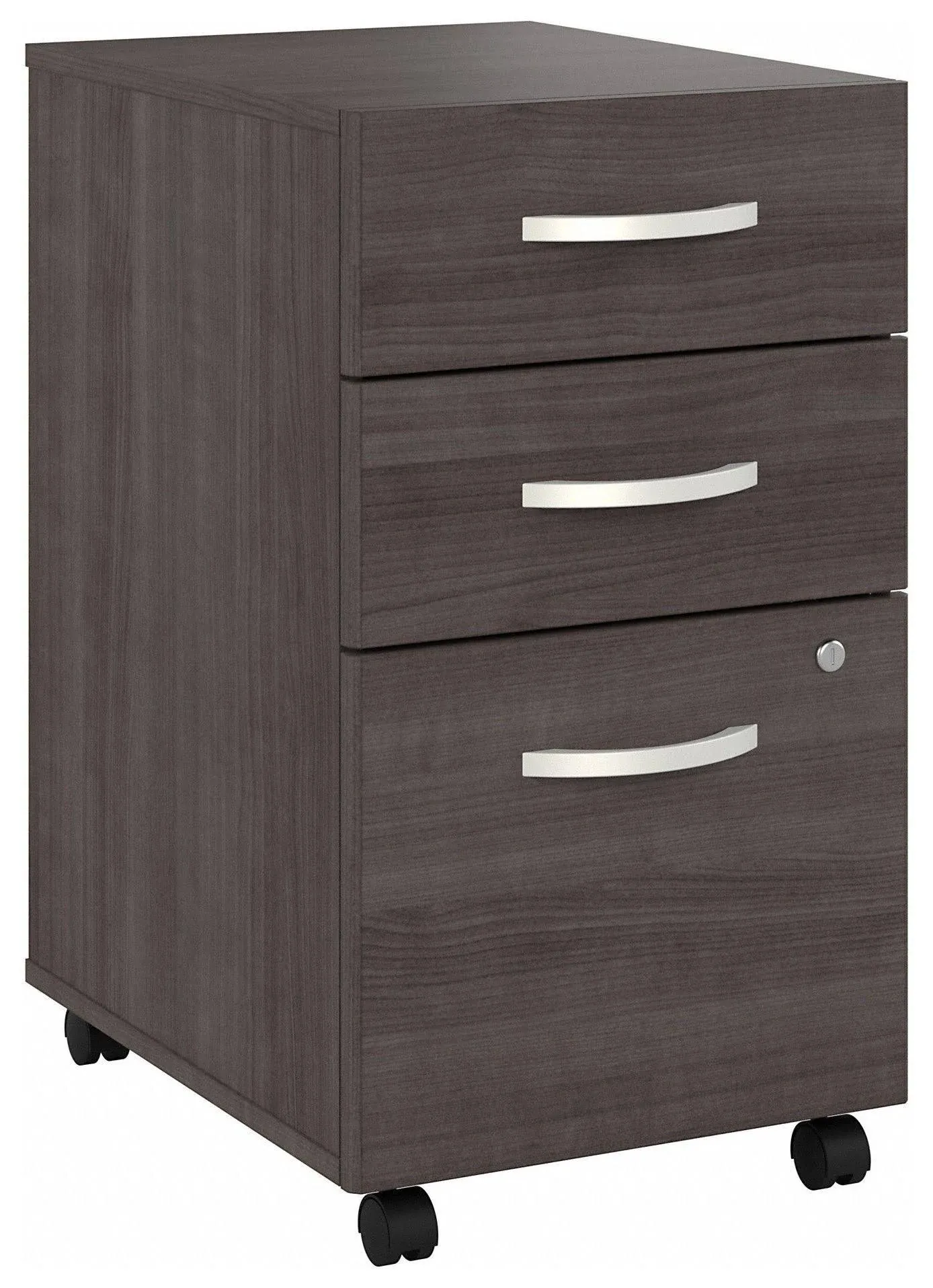 Bush Business Furniture Hybrid 3 Drawer Mobile File Cabinet-Assembled, Storm Gray