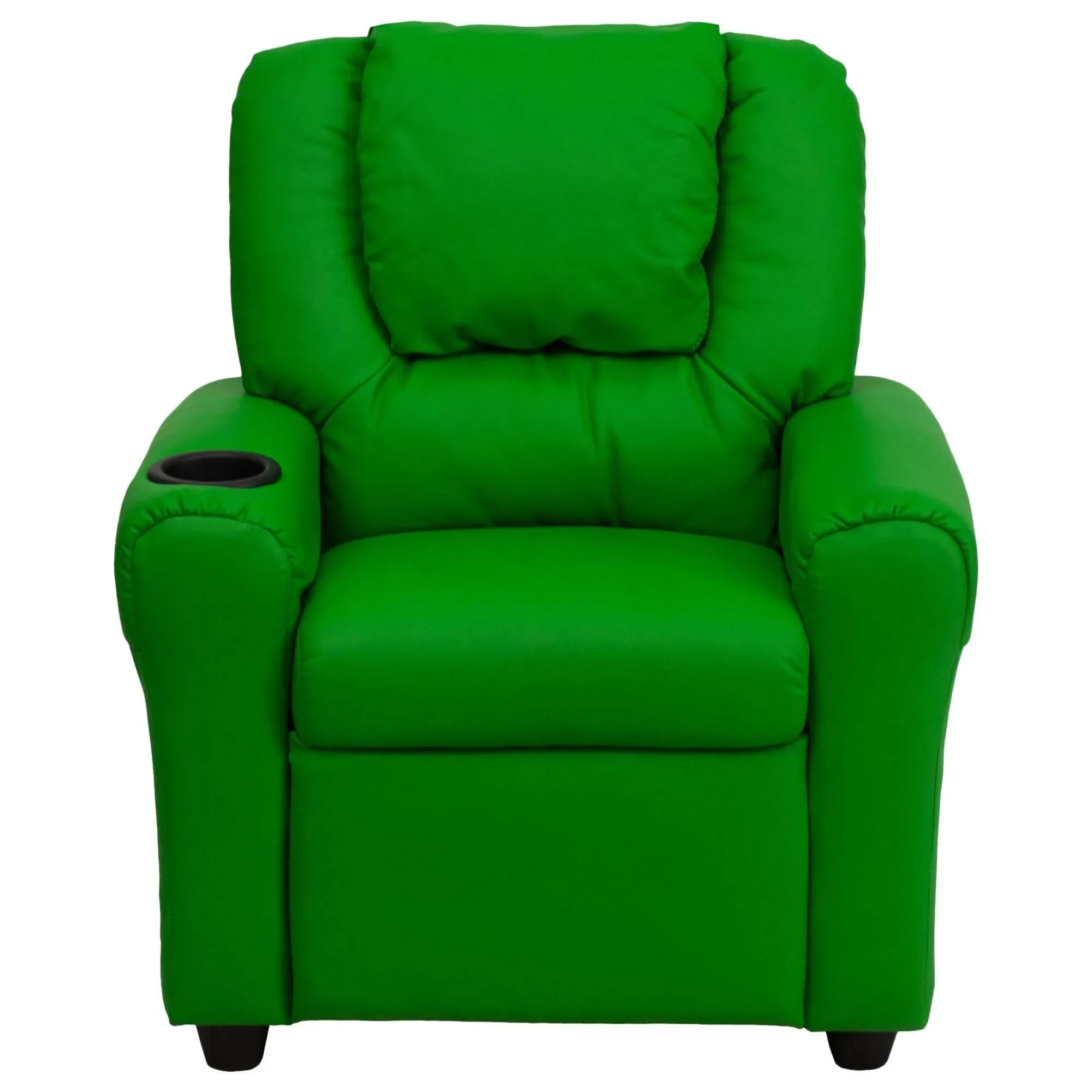 Flash Furniture Contemporary Green Vinyl Kids Recliner with Cup Holder and Headrest