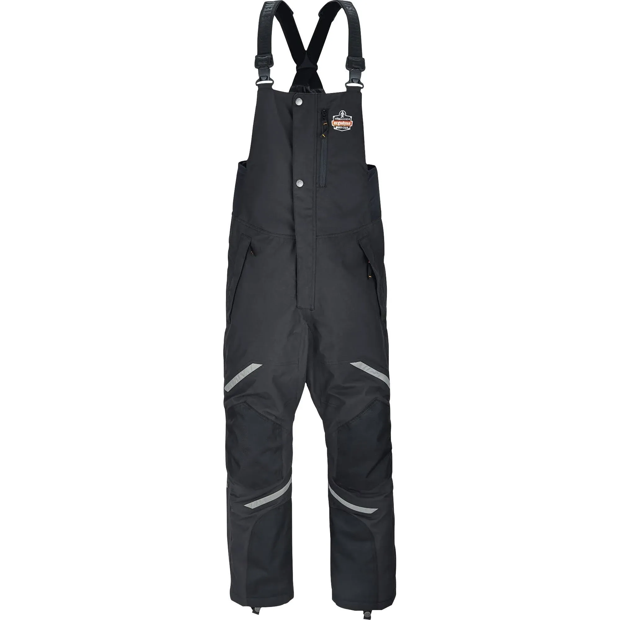 Ergodyne N-Ferno 6471 Heavy Duty Insulated Bib Overalls, Winter Workwear, 3M Thinsulate, Removable Knee/Shin Pads, Black, X-Large