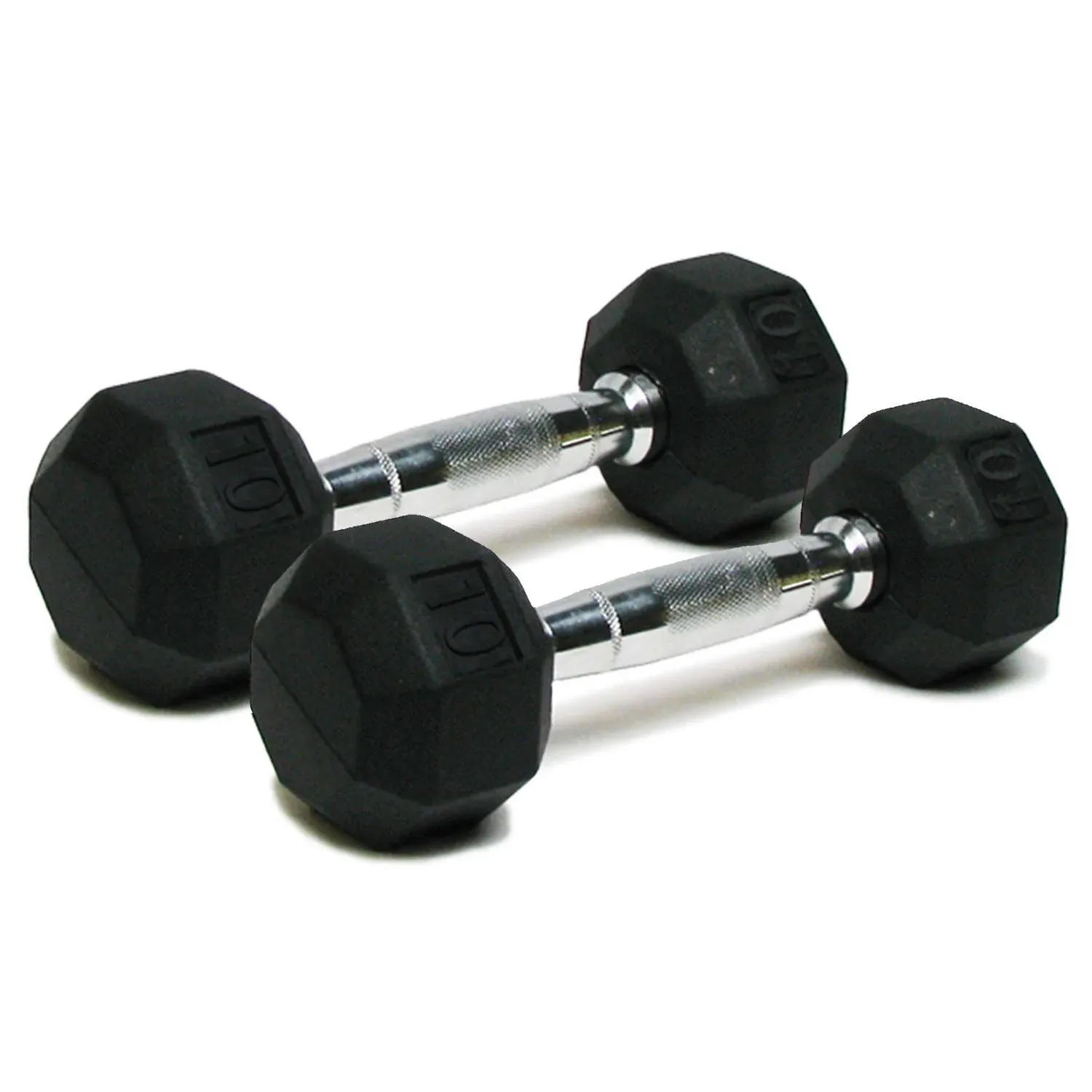 FixtureDisplays® Rubber Dumbbell in Pair - with Metal Handles Pair of two 10 lbs Dumbbells 15188-NF