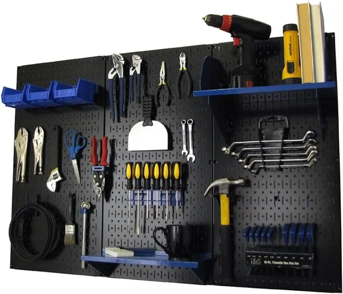 Wall Control Pegboard Standard Tool Storage Kit Black/Blue