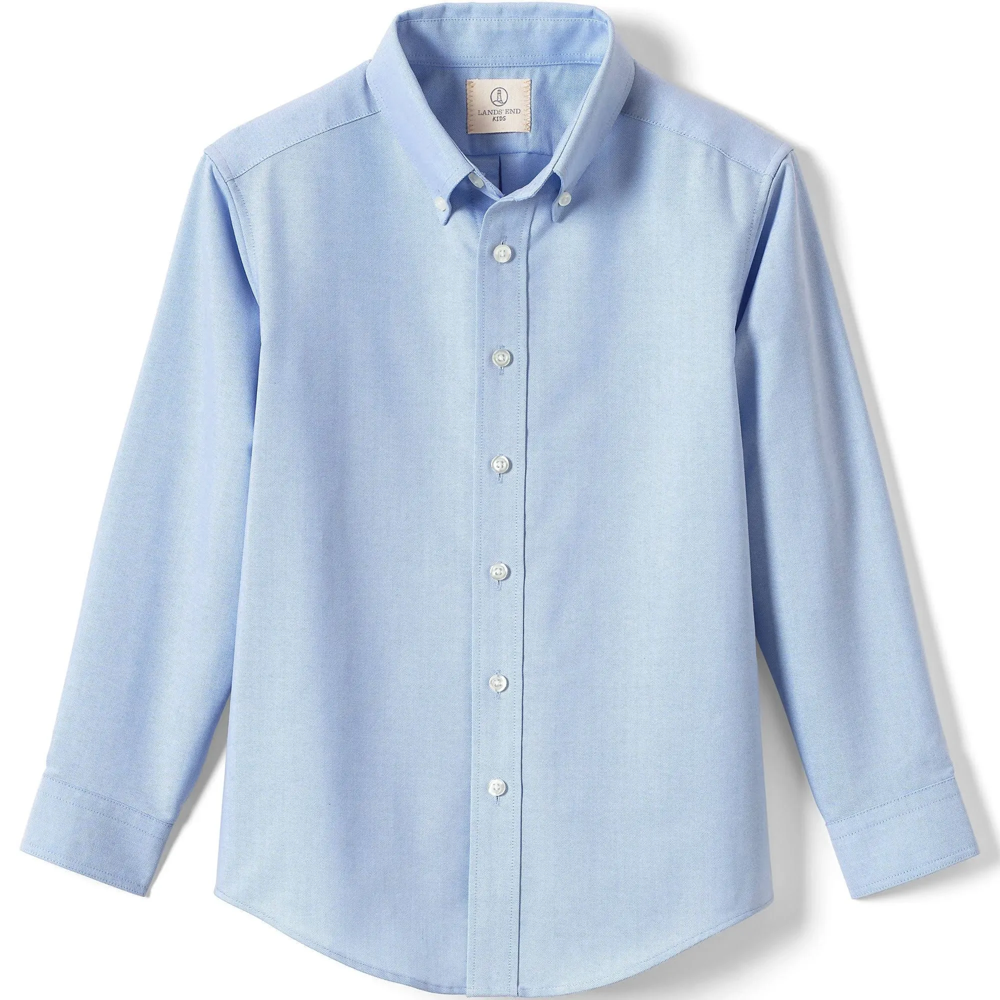 Lands' End School Uniform Boys Long Sleeve Solid Oxford Dress Shirt - 20 - Blue