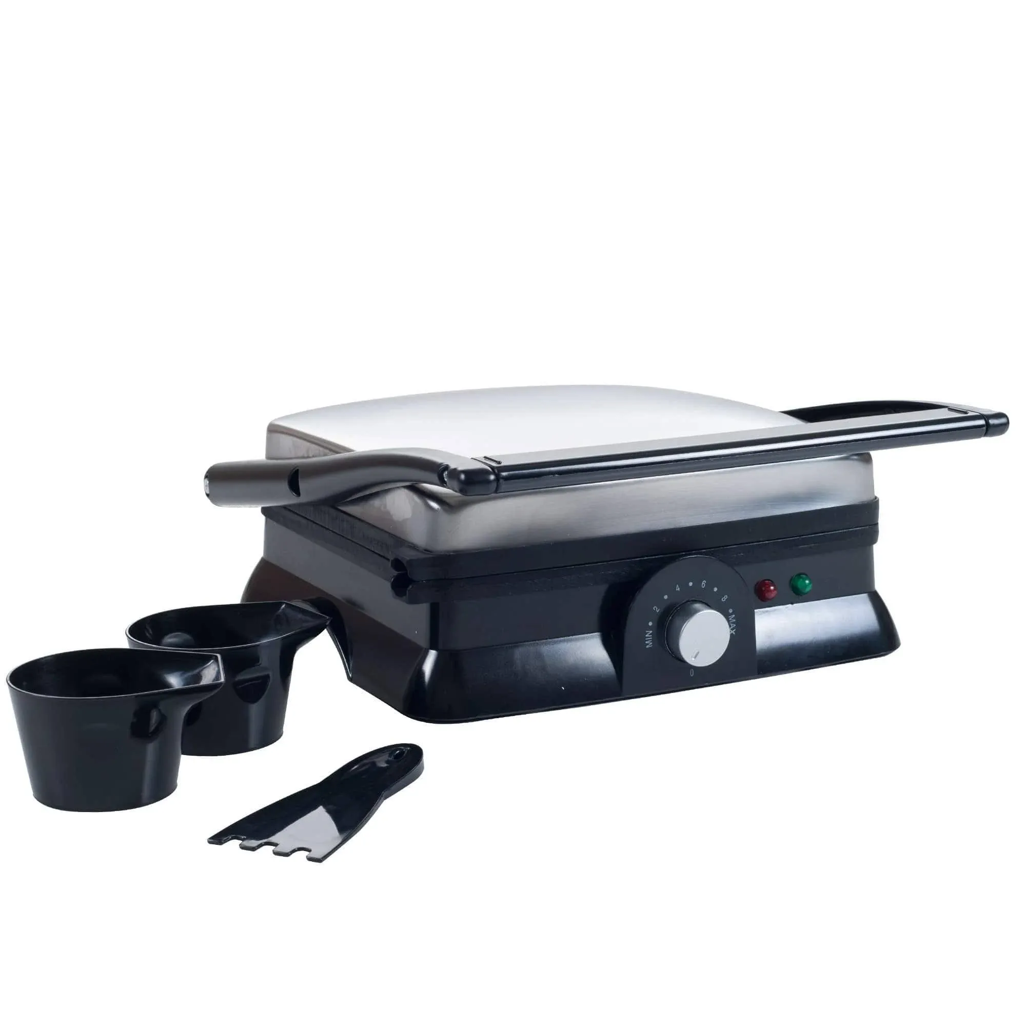 Large Non-Stick Grill And Panini Press Brushed Steel 1400 Watt Dual Heating