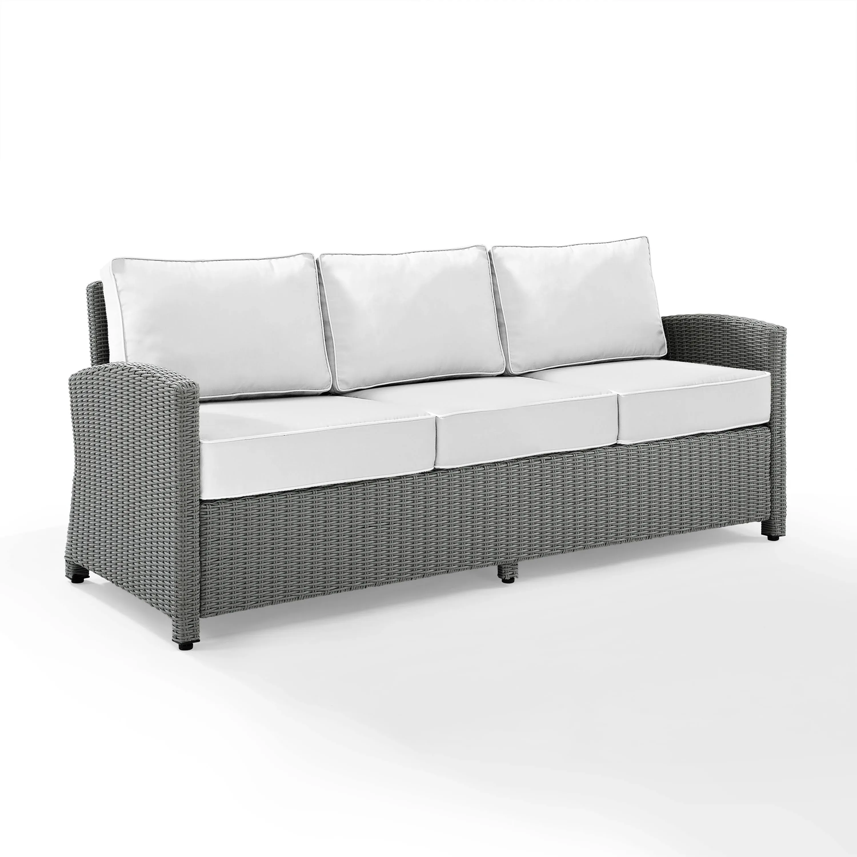 Crosley Furniture Bradenton Outdoor Wicker Sofa - Sunbrella White/Gray