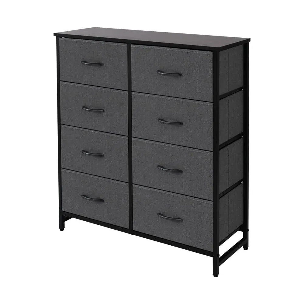 AZL1 Life Concept Storage Dresser Furniture Unit - Large Standing Organizer Chest for Bedroom, Office, Living Room, and Closet - 8 Drawer Removable Fabric Bins - Dark Grey