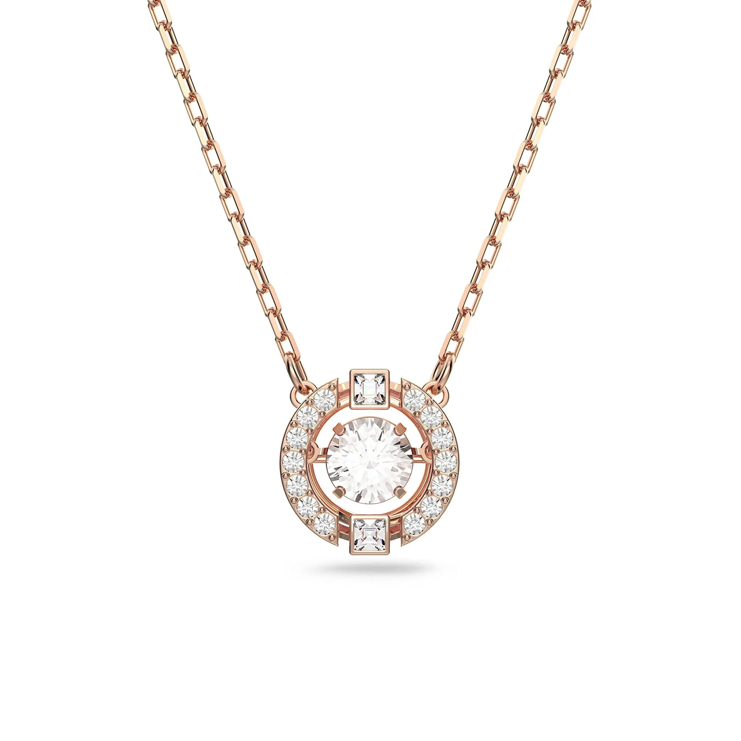 Swarovski Sparkling Dance Crystal/Rose Gold Round Necklace 5272364