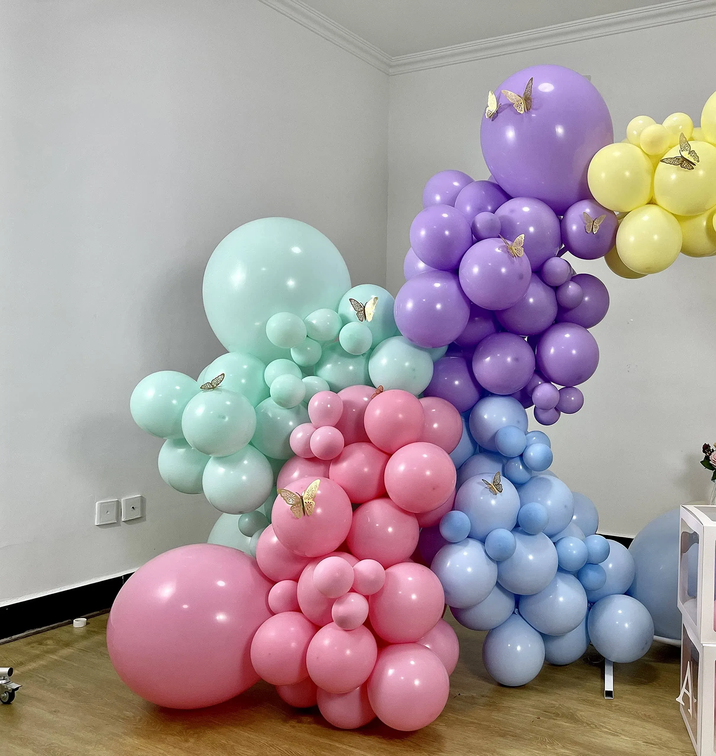 Party Pastel Rainbow Unicorn Double Stuffed Balloon Garland Kit -168 Pcs 18 inch ...