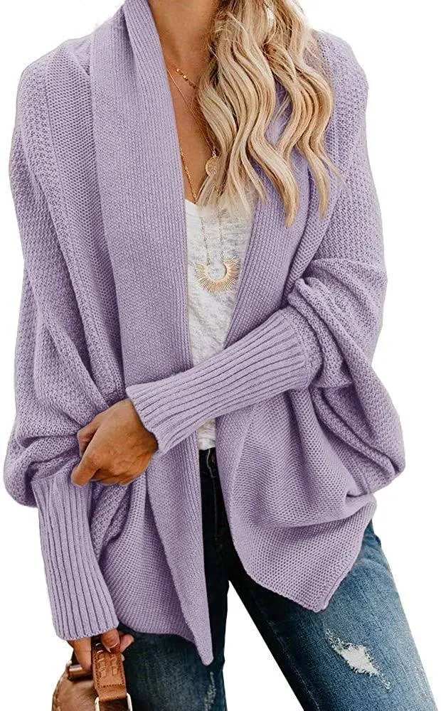 Mafulus Women's Cardigan Sweaters Oversized Chunky Knit Kimono Slouchy Wrap Batwing Open Front Outwear Coat