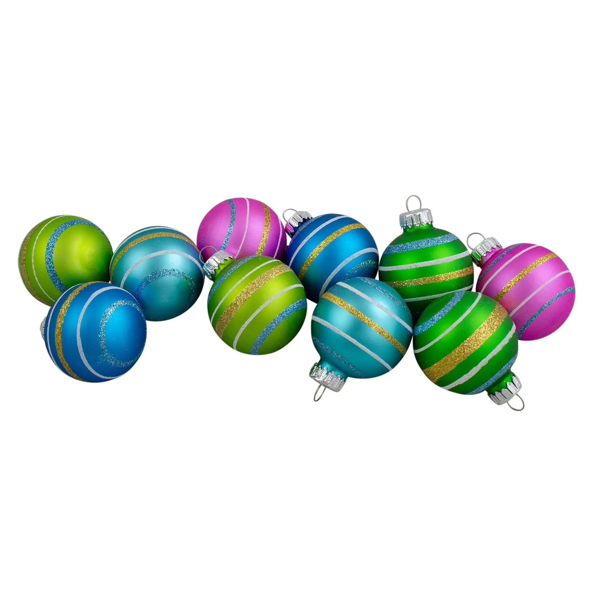 Northlight 10-Count Green & Blue Matte Glass Ball Ornaments ,Green