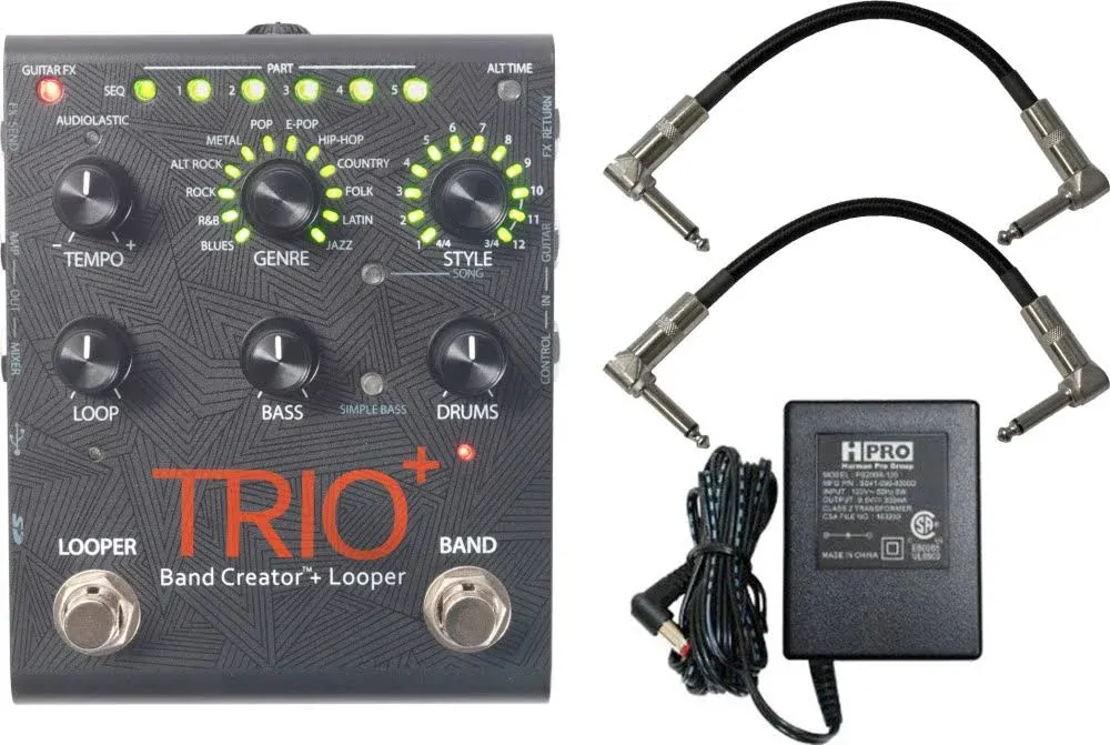 Digitech Trio+ Band Creator + Looper w/ Patch Cables and Power Supply