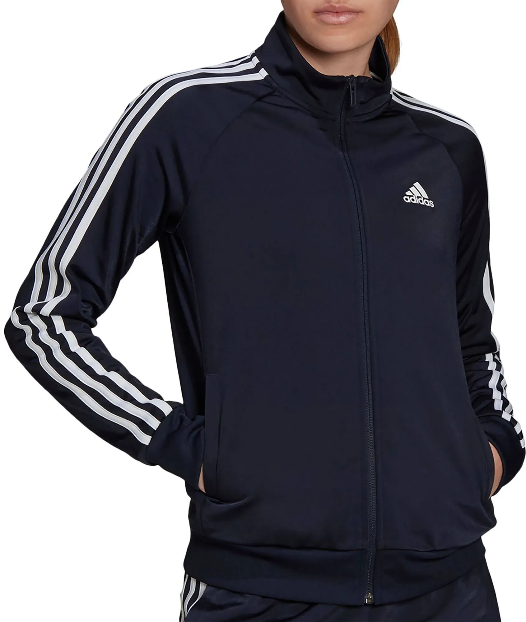 Adidas Women's Warm-Up Tricot Slim 3-Stripes Track Jacket, Legend Ink / XS