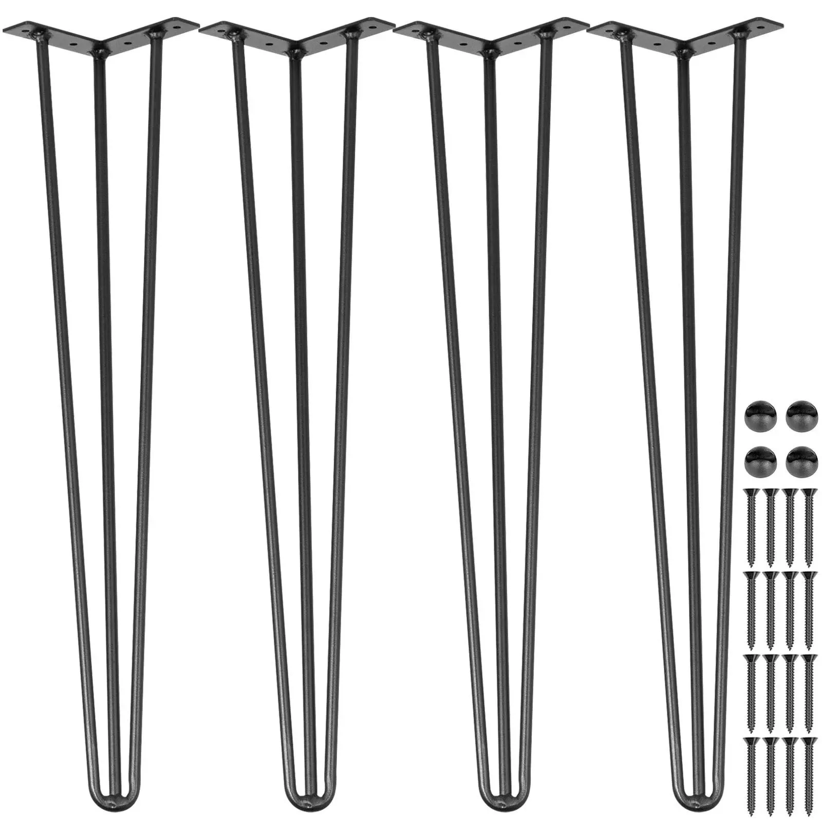 VEVOR Hairpin Table Legs Black Set of 4 Desk Legs Each 220lbs Capacity Hairpin Desk Legs 3 Rods for Bench Desk