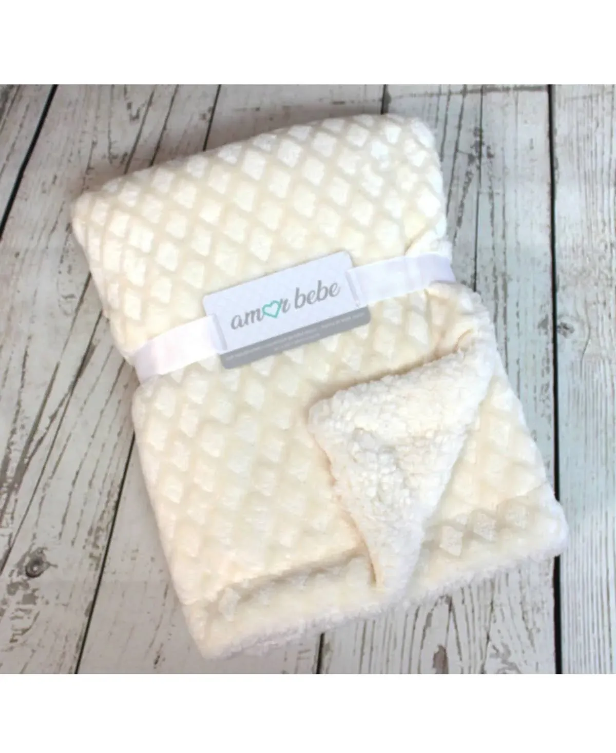 3 Stories Trading Diamond Plush Sherpa Baby Blanket - Ivory