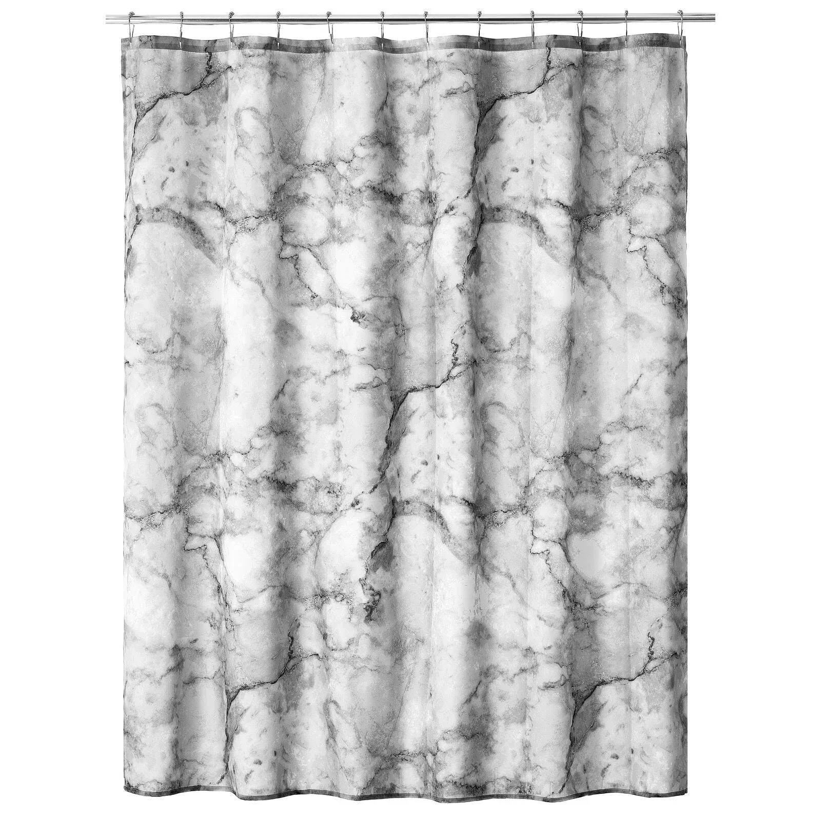 mDesign Fabric Shower Curtain, 72 x 72, Machine Wash Marble Design, Gray