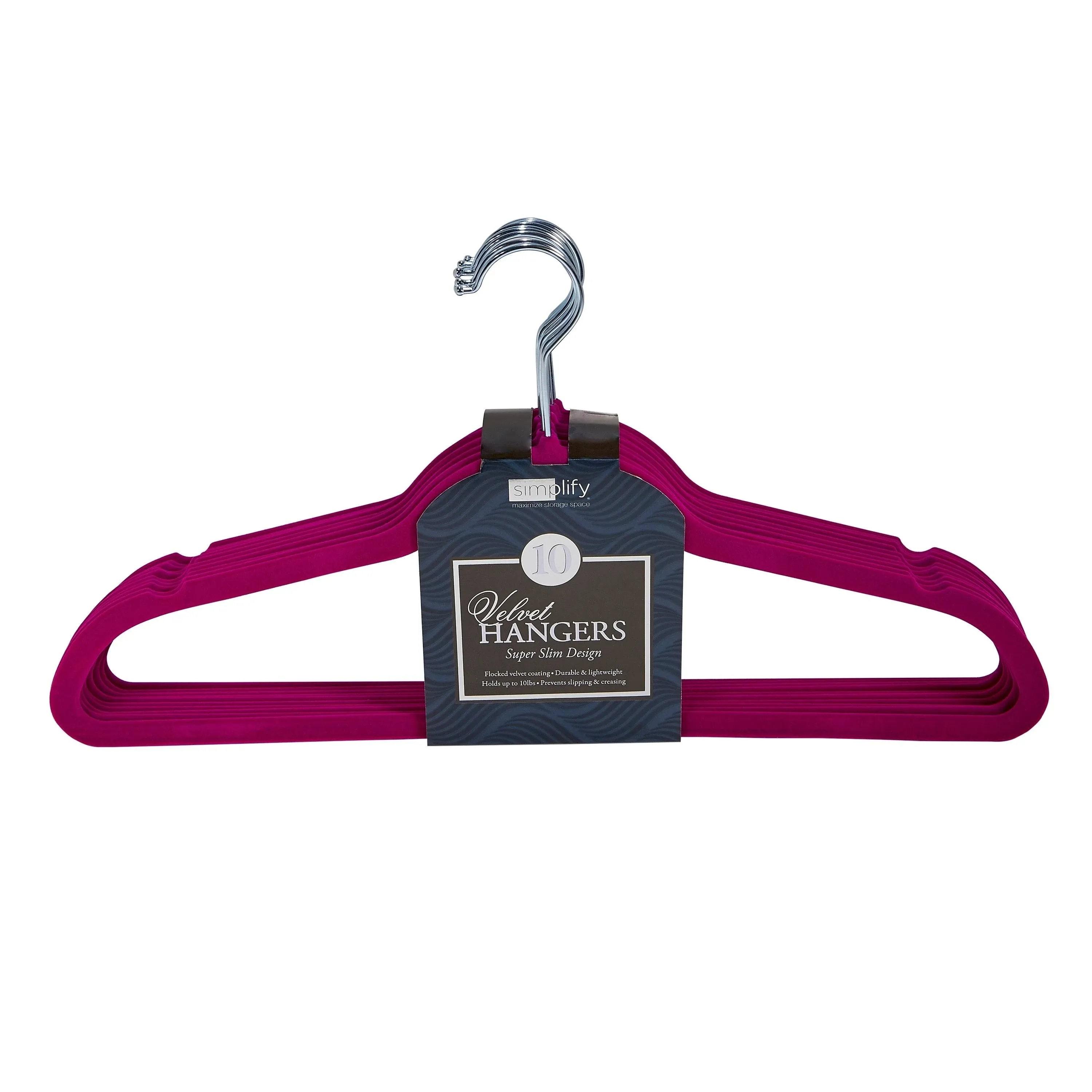 Simplify 10 Super Slim Velvet Huggable Hangers in Fuchsia