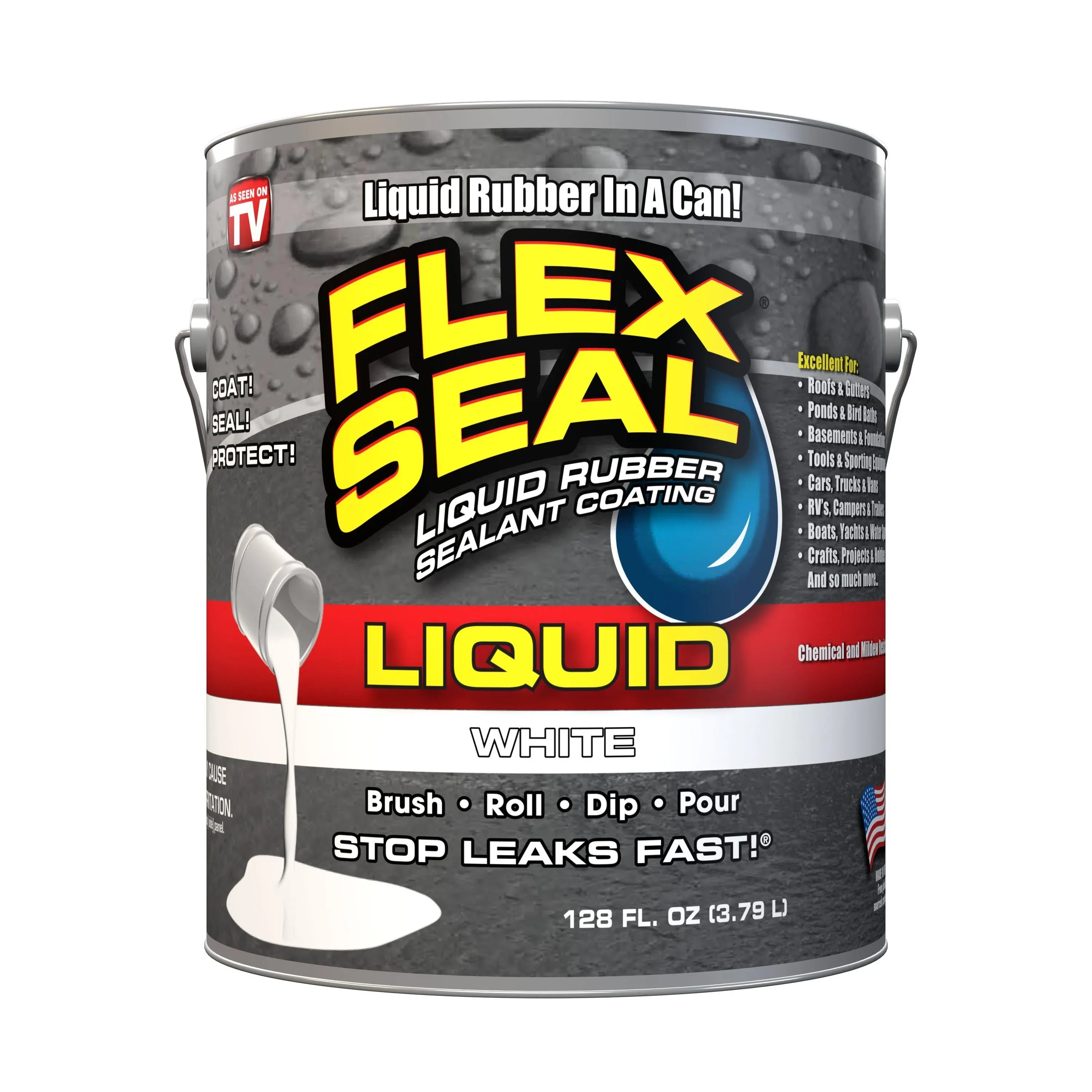 Flex Seal Liquid 128-fl oz White Pour Waterproof Rubberized Coating