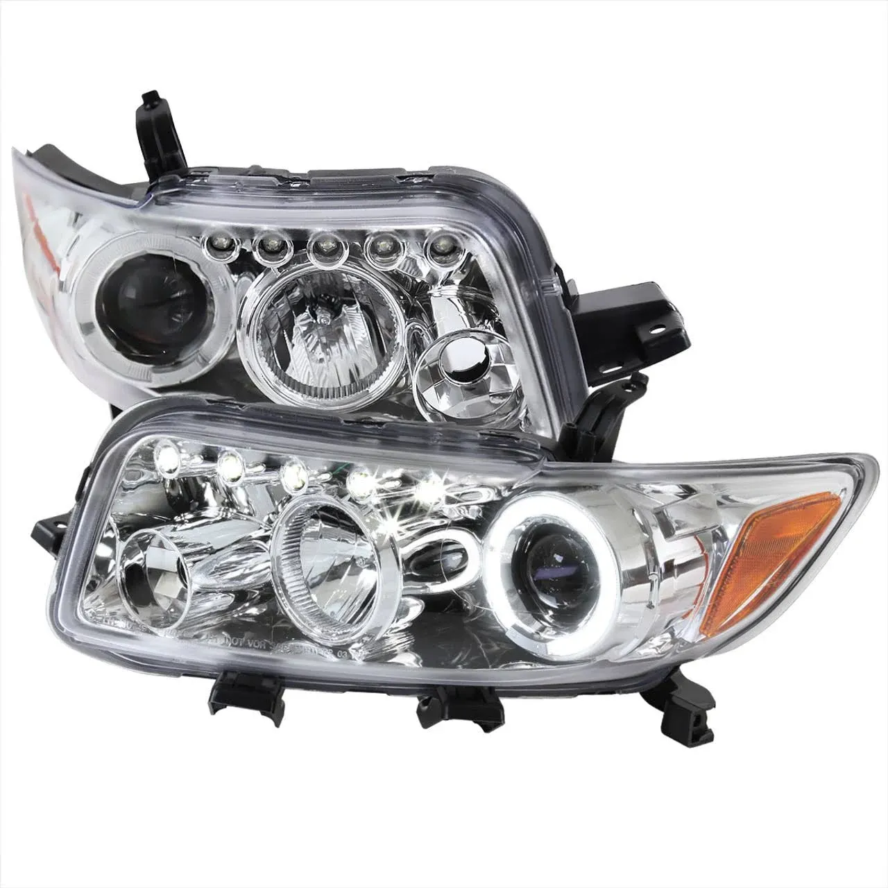 Spec-D® 2LHP-XB08-TM - Chrome Dual Halo Projector Headlights with Parking LEDs