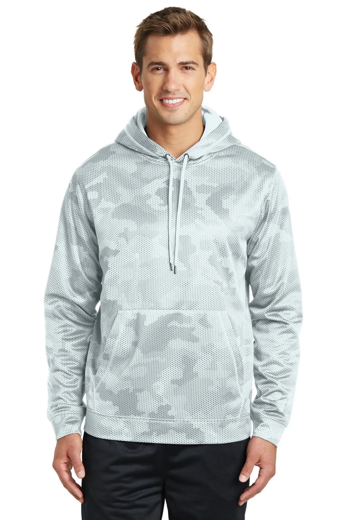 Sport-Tek ST240 Sport-Wick CamoHex Fleece Hooded Pullover - White