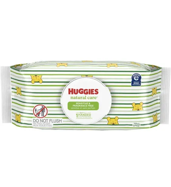 Huggies Natural Care Sensitive Baby Wipes, Unscented, Hypoallergenic, 99% Purified Water, 3 Refill Packs (528 Wipes Total)