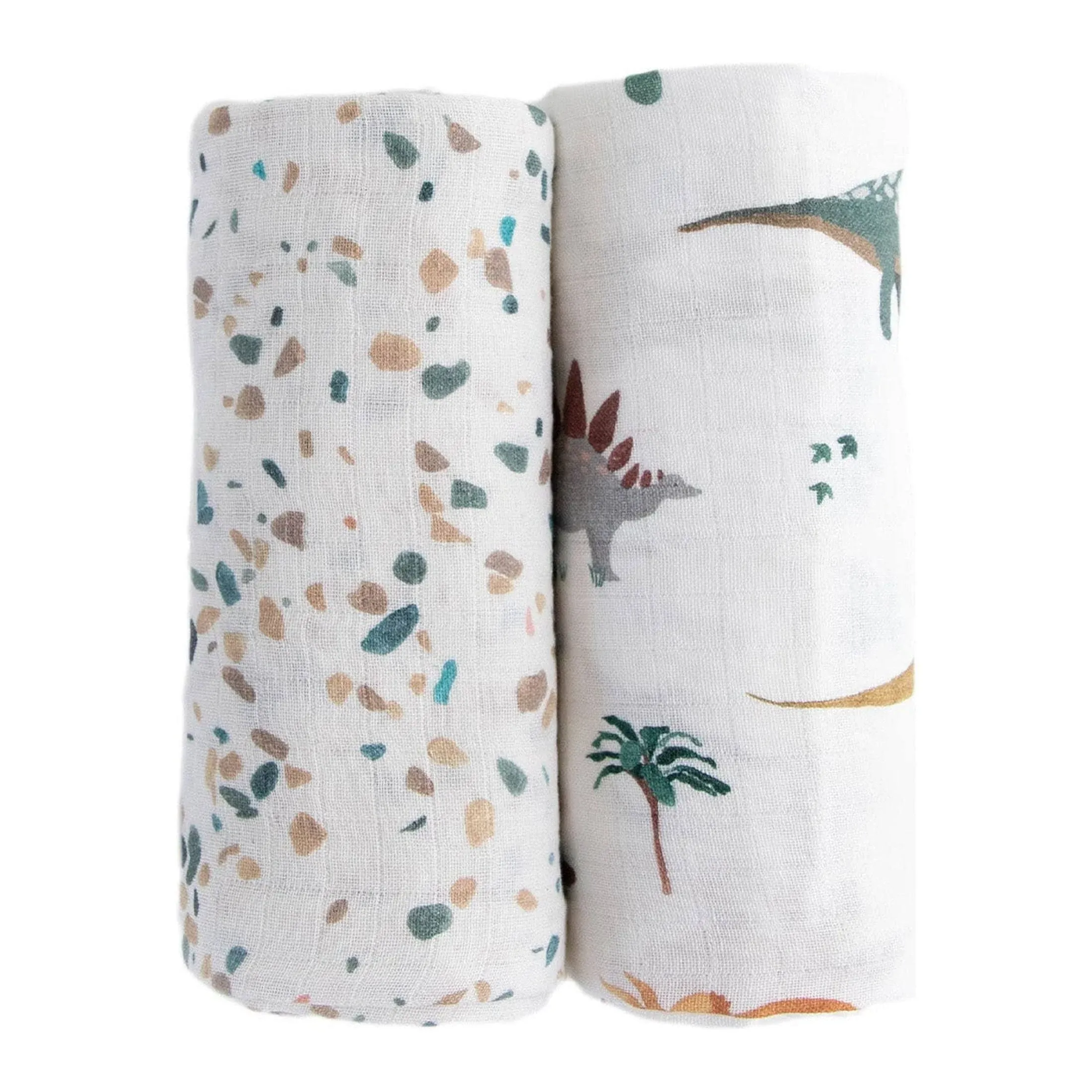 Red Rovr Organic Cotton Muslin Swaddle Blanket - 2pk Dino Days Set