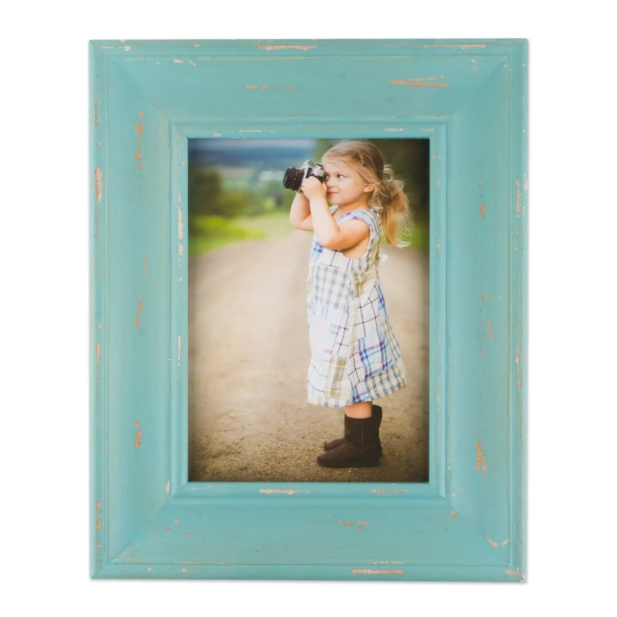 Dii, Rustic Farmhouse, Distressed Wooden Picture Frame, 4x6, Blue