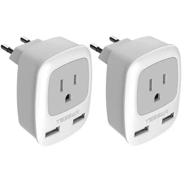 TESSAN European Plug Adapter Power 2 USB